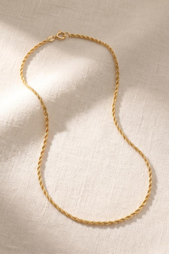 14 Ayar Altın Halat Burgu Kolye Zincir 1.55mm