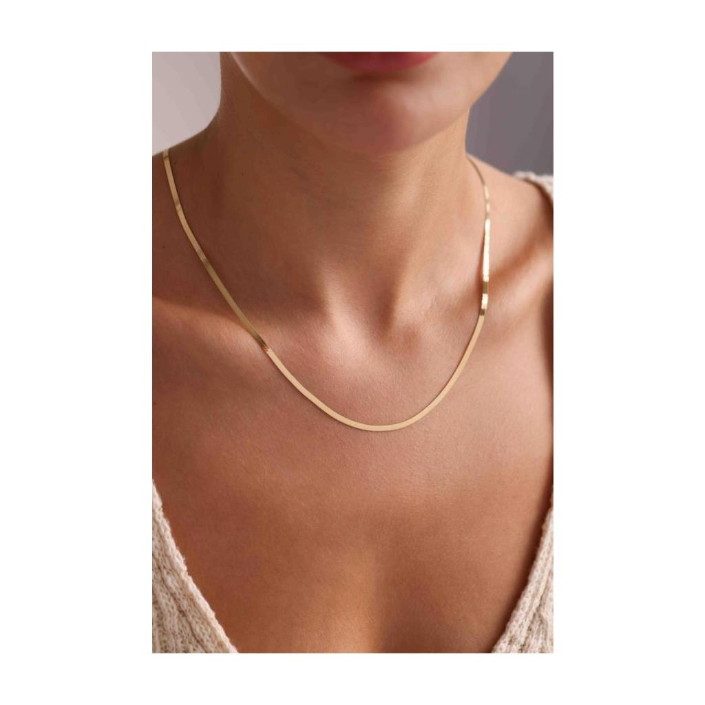 14 Ayar Altın Italyan İnce Ezme Kemer Kolye