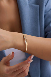 14 Ayar Altın Kaburga Kelepçe Bilezik