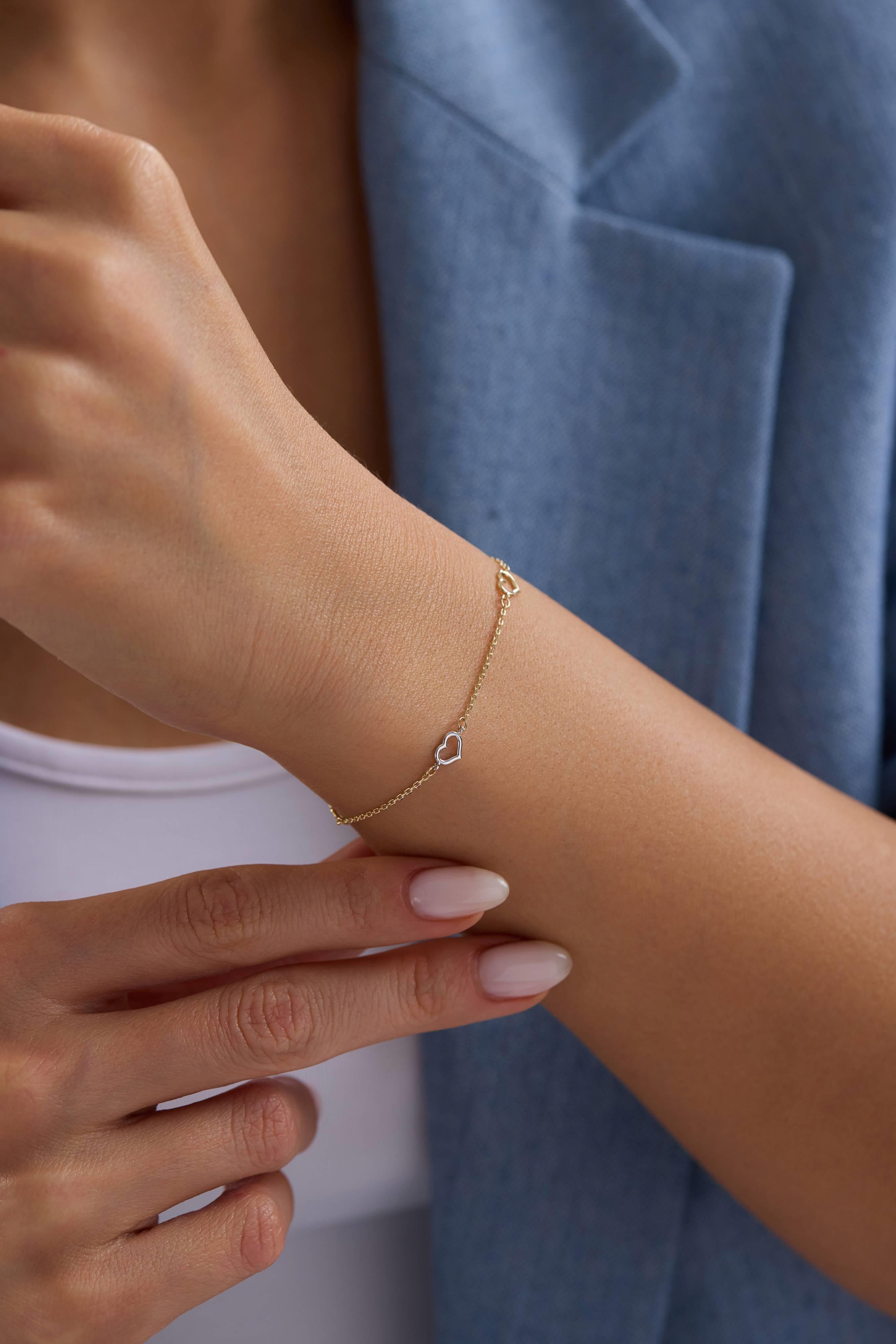 14 Ayar Altın Kalp Bileklik