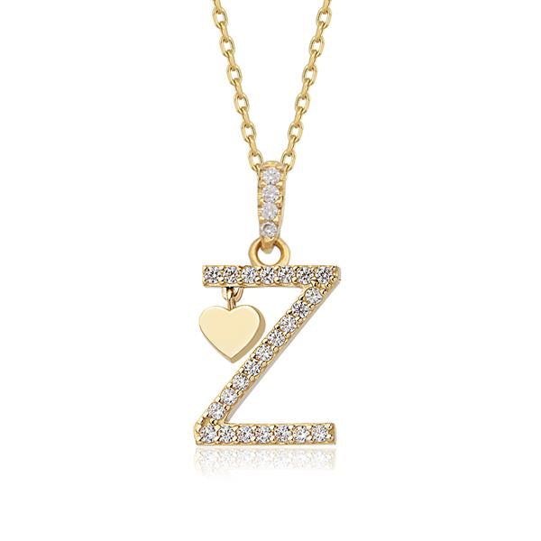 14 Ayar Altın Kalpli Harf Kolye