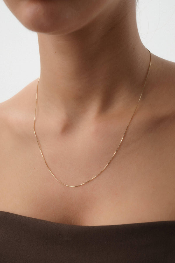 14 Ayar Altın Kutu Zincir Kolye