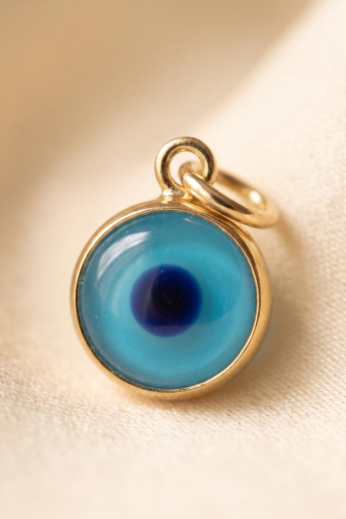 14 Ayar Altın Mavi Nazar Boncuk Kolye Ucu