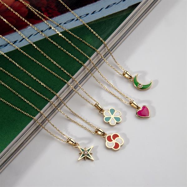 14 Ayar Altın Mineli Rüzgar Gülü Kolye