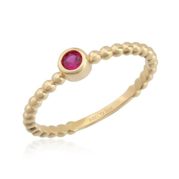 14 Ayar Altın Minimal Taşlı Yüzük