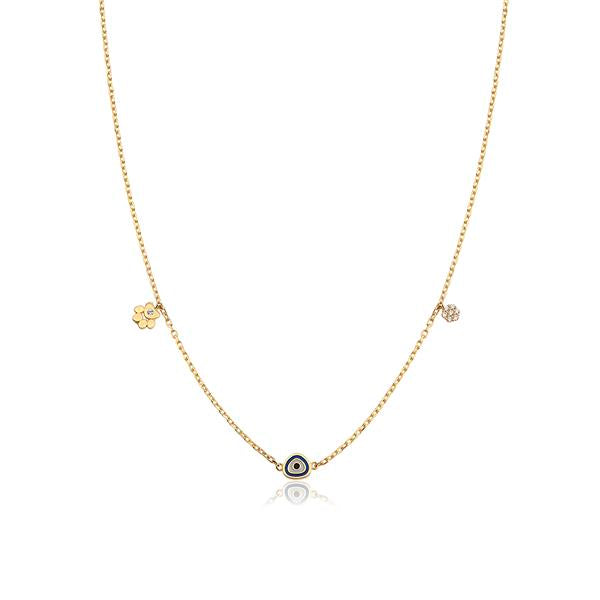 14 Ayar Altın Nazar Mineli Kolye