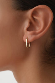 14 Ayar Altın Oval Küpe