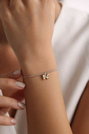 14 Ayar Altın Renkli Taşlı Tasarım Bileklik - Bahar Koleksiyonu