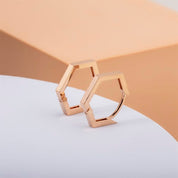 14 Ayar Altın Beşgen Geometrik Küpe