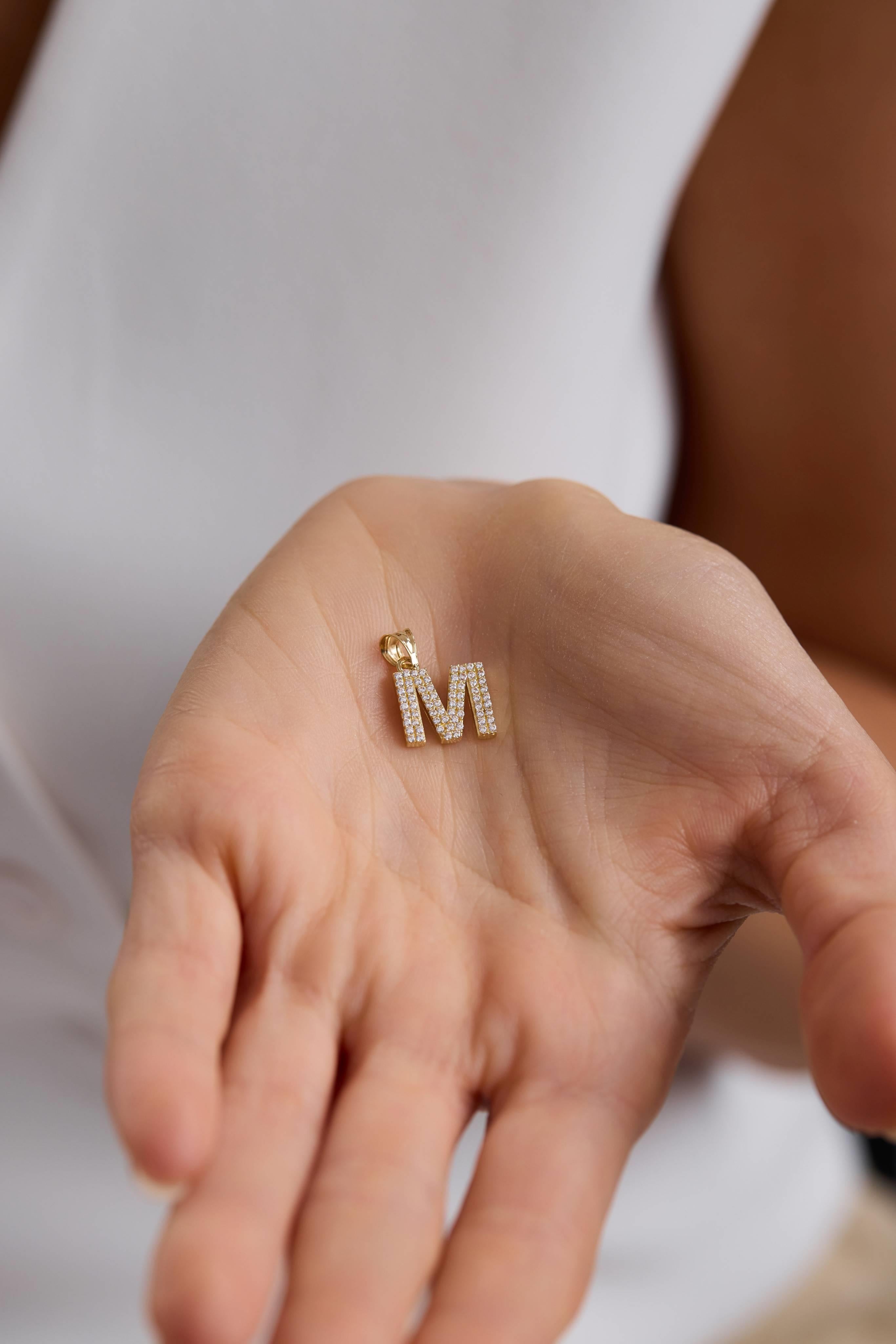 14 Ayar Altın Taşlı Harf Kolye Ucu (Büyük)