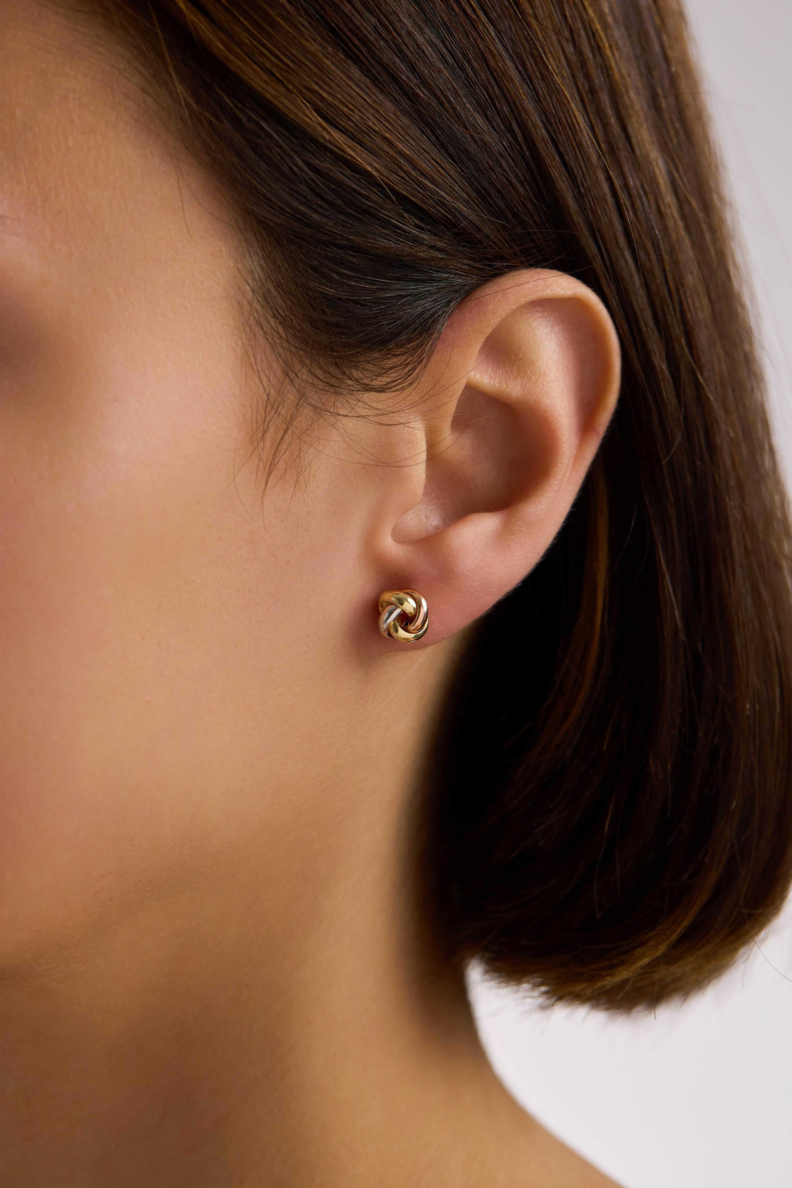 14 Ayar Altın Üç Renk Sarmaşık Küpe