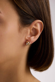 14 Ayar Altın Üç Renk Sarmaşık Küpe