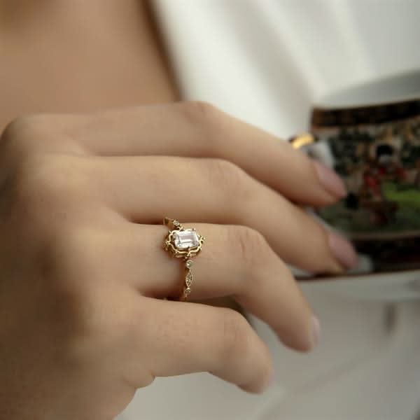 14 Ayar Altın Vintage Baget Yüzük