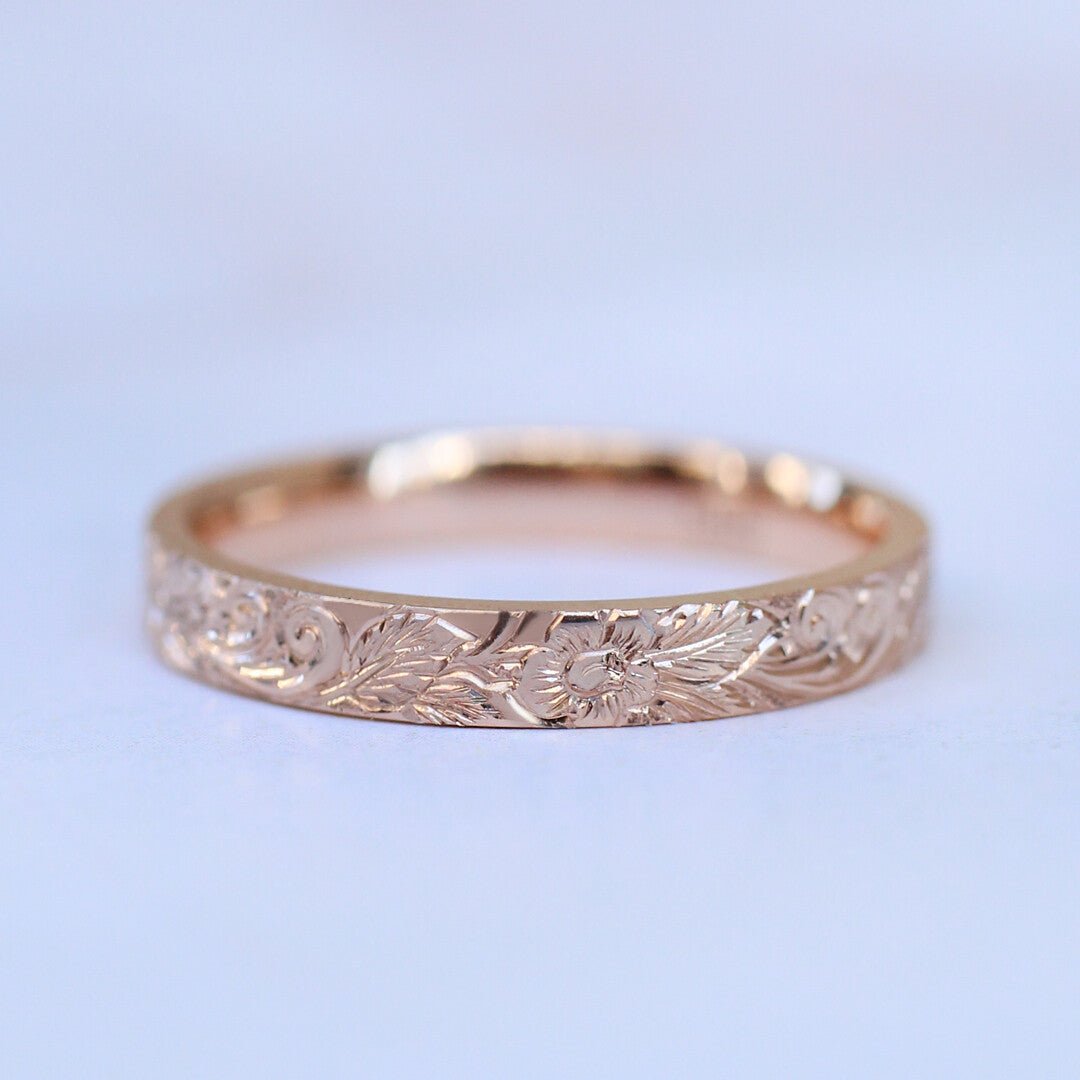 14 Ayar Altın Vintage El İşçiliği Rosa Alyans