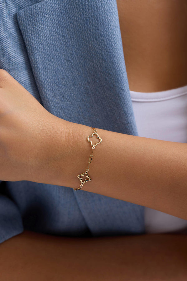 14 Ayar Altın Yonca Bileklik