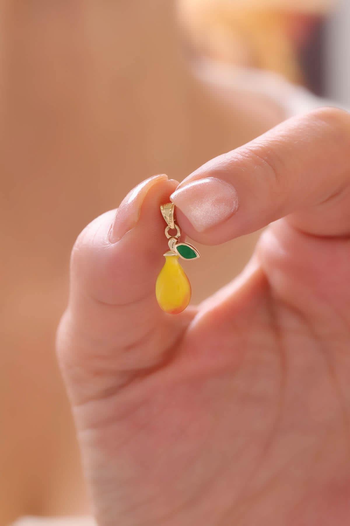 14 Ayar Armut Altın Kolye Ucu