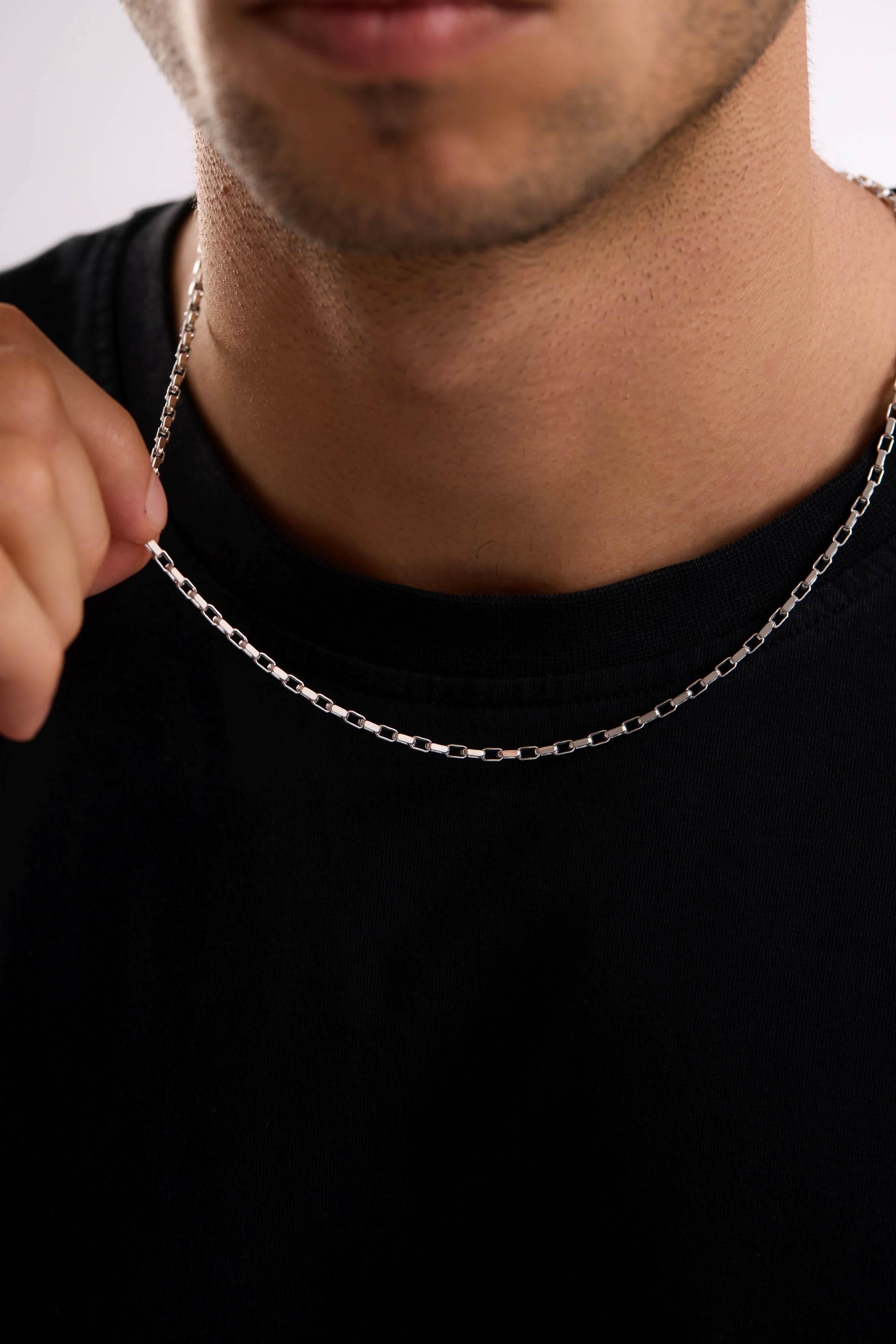 14 Ayar Ataç Beyaz Zincir Erkek Altın Kolye