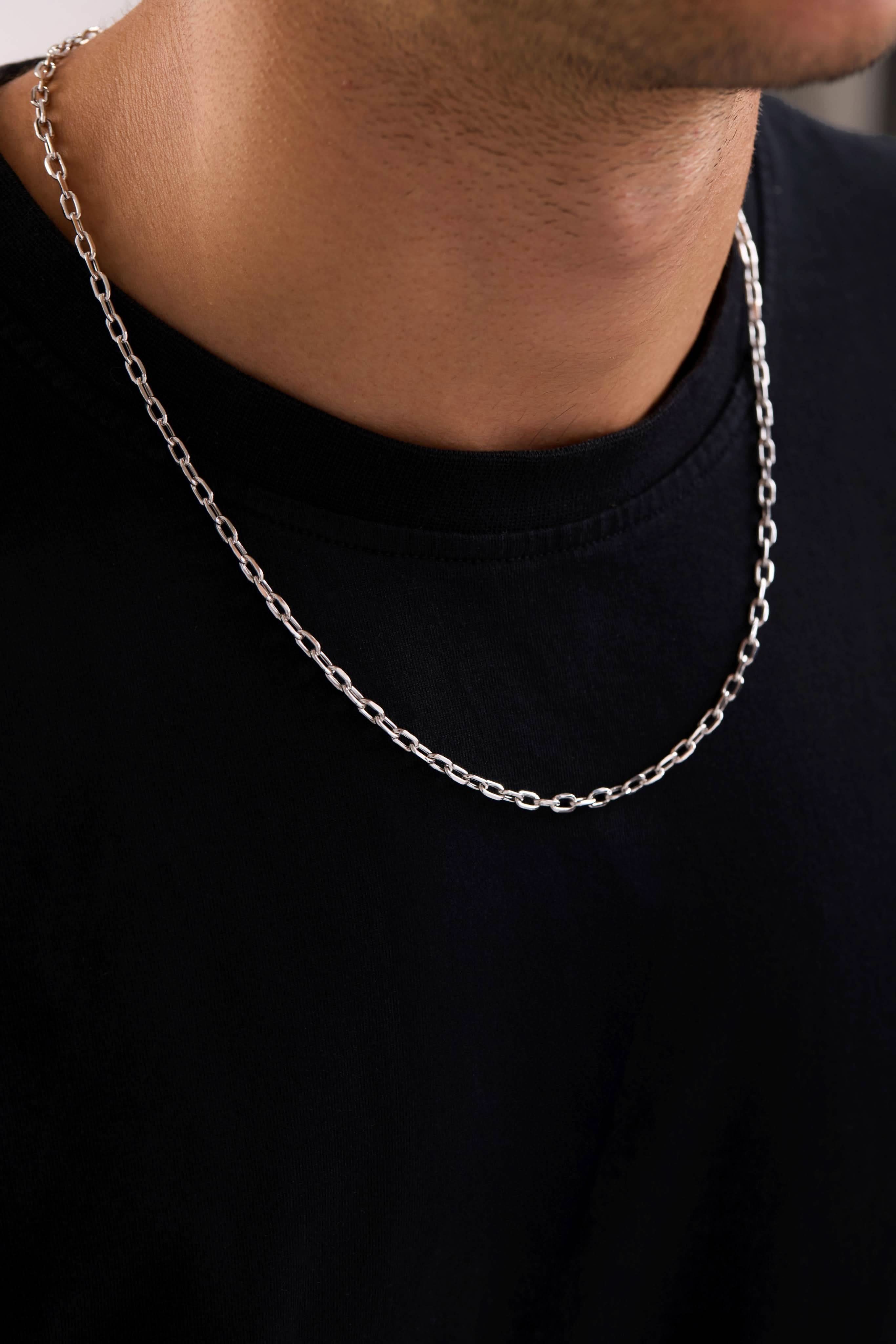 14 Ayar Ataç Beyaz Zincir Erkek Altın Kolye