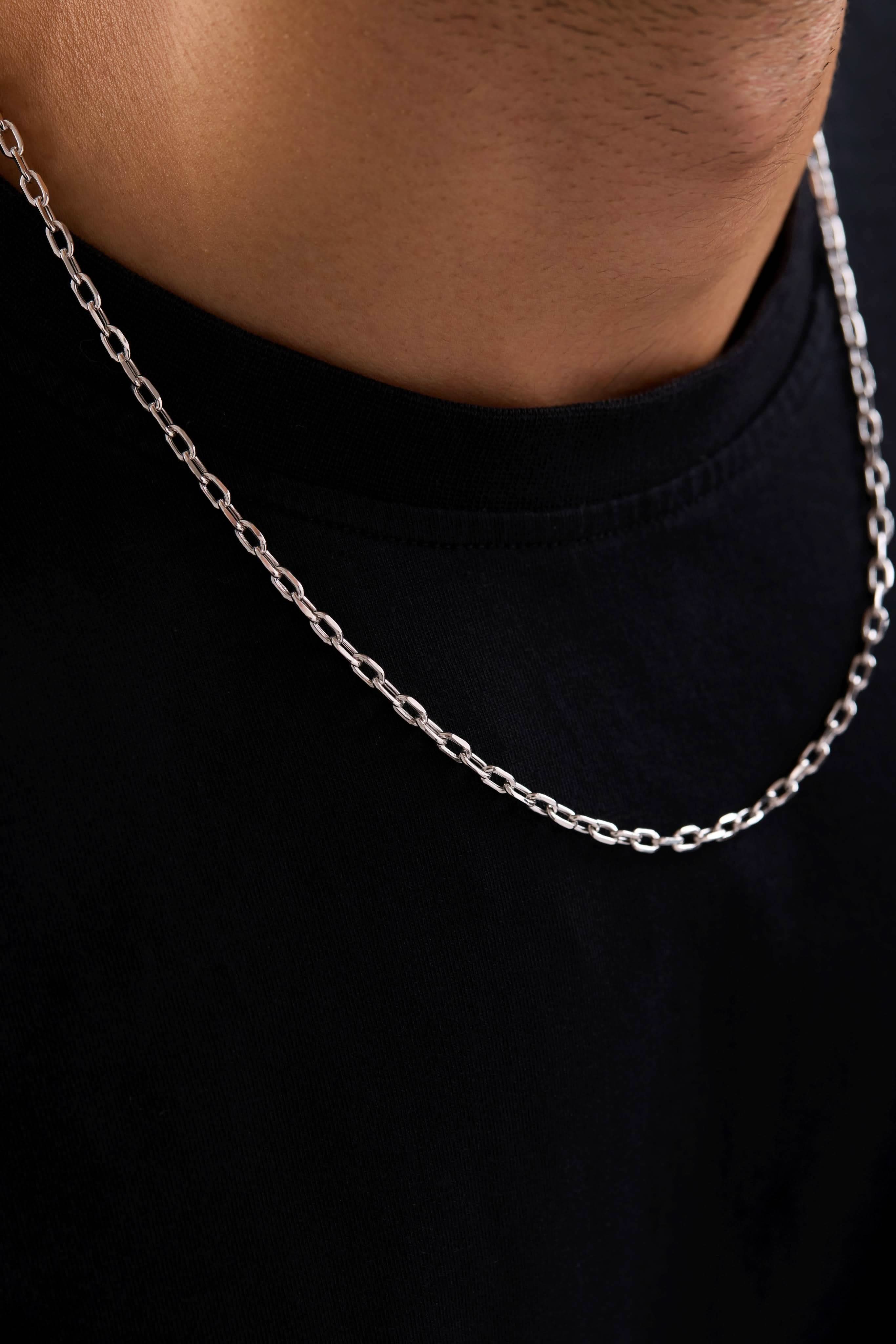 14 Ayar Ataç Beyaz Zincir Erkek Altın Kolye