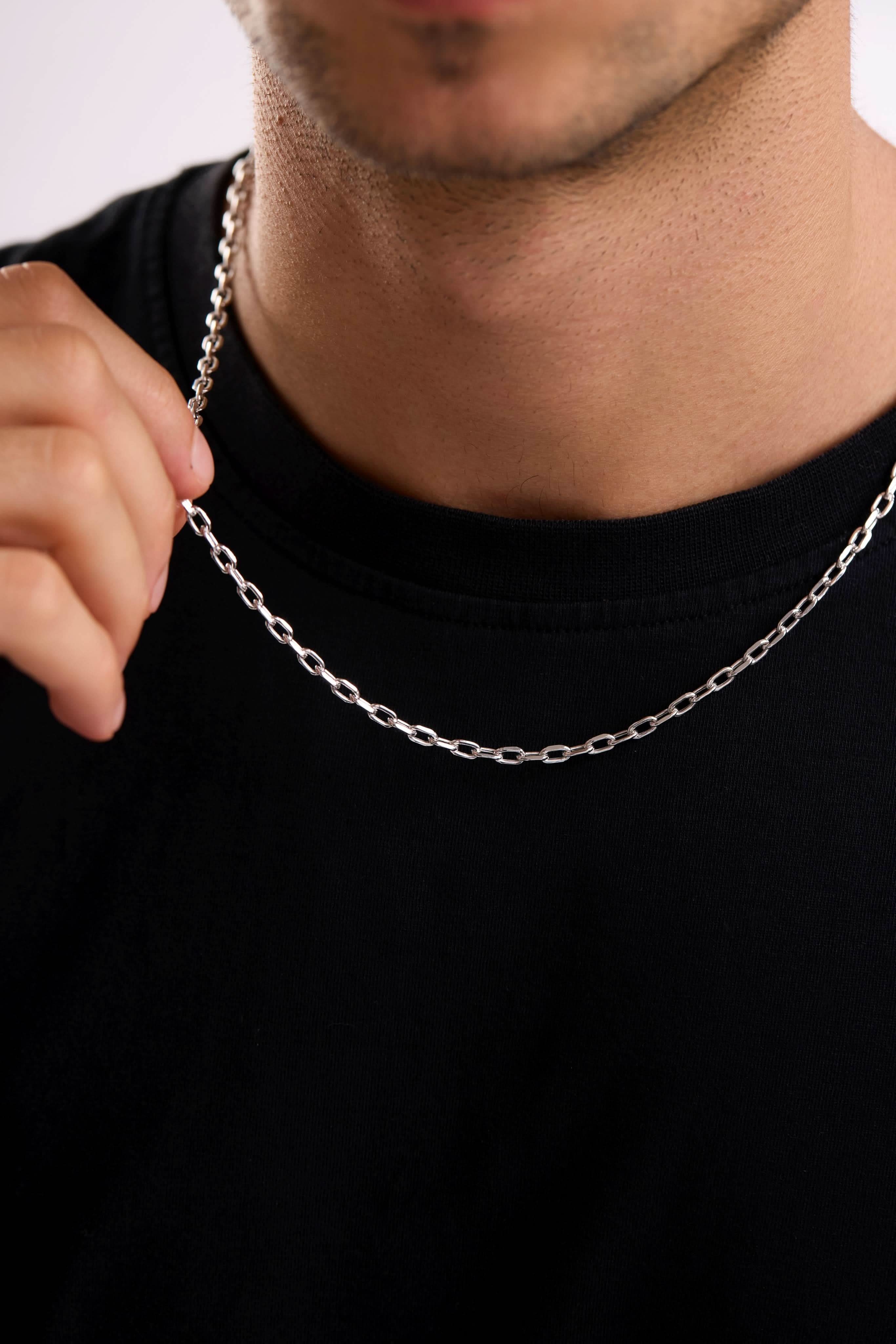 14 Ayar Ataç Beyaz Zincir Erkek Altın Kolye