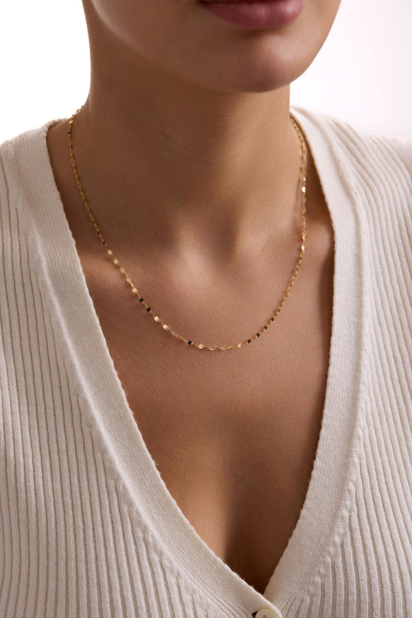 14 Ayar Aynalı Altın Zincir Kolye (1.80 mm)