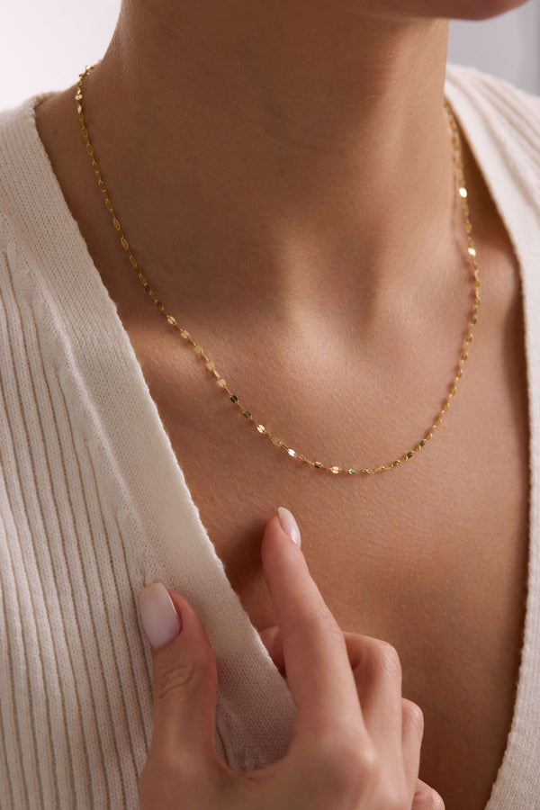 14 Ayar Aynalı Altın Zincir Kolye (1.80 mm)