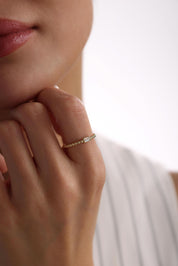 14 Ayar Baget Detaylı Altın Yüzük