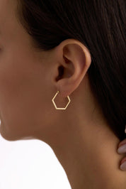 14 Ayar Beşgen Altın Küpe