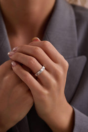 14 Ayar Beyaz Desenli Alyans Altın Yüzük