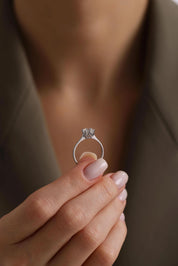 14 Ayar Beyaz Lotus Taşlı Altın Yüzük