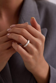 14 Ayar Beyaz Taşlı Alyans Altın Yüzük