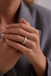 14 Ayar Beyaz Taşlı Alyans Altın Yüzük