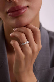 14 Ayar Beyaz Taşlı Alyans Altın Yüzük