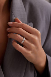 14 Ayar Beyaz Taşlı Alyans Altın Yüzük