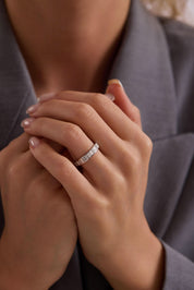 14 Ayar Beyaz Taşlı Alyans Altın Yüzük