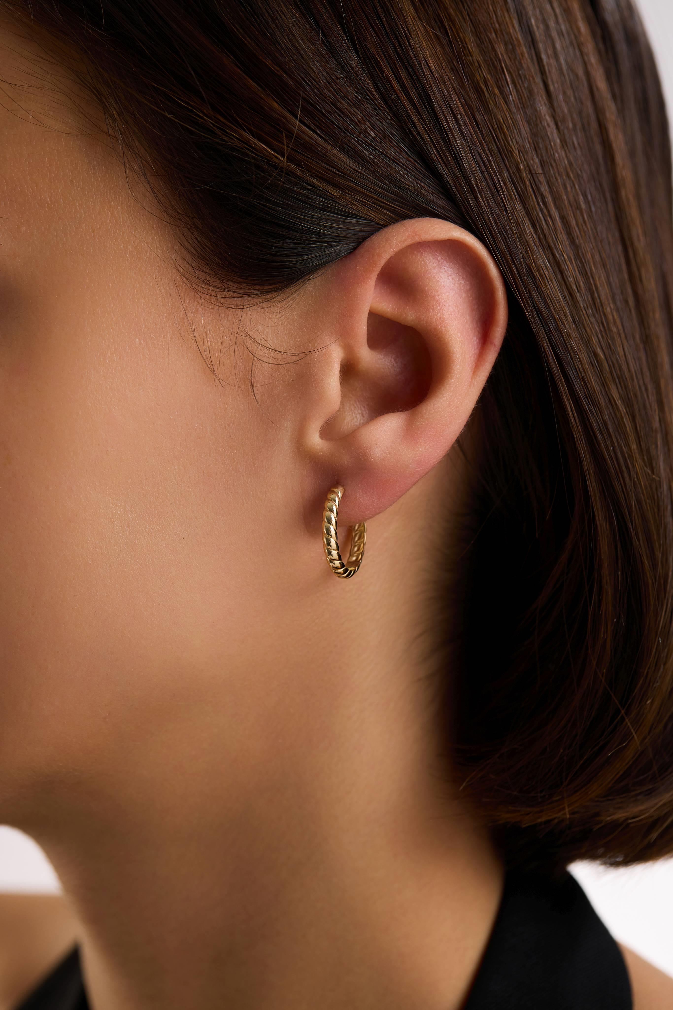 14 Ayar Burgu Altın Halka Küpe (Büyük)