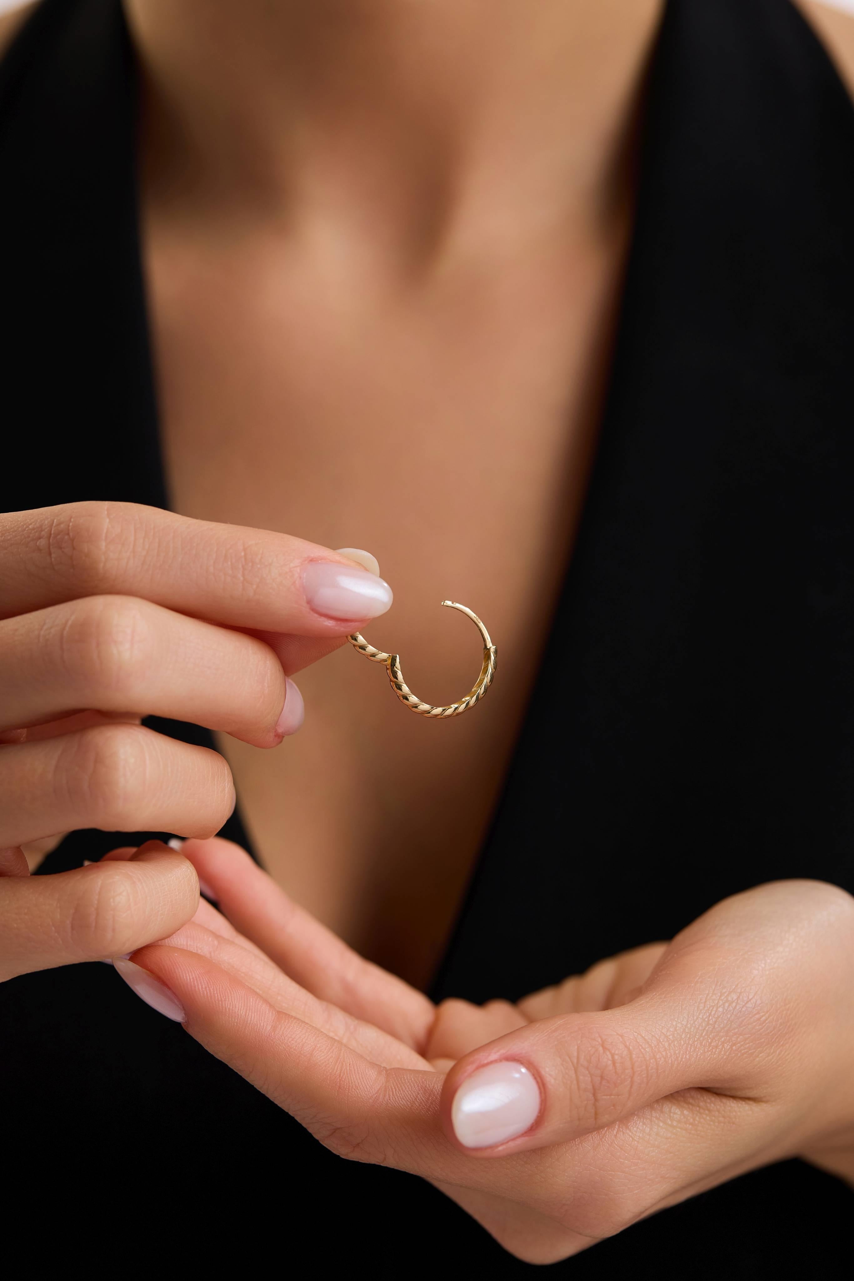 14 Ayar Burgu Altın Halka Küpe (Büyük)