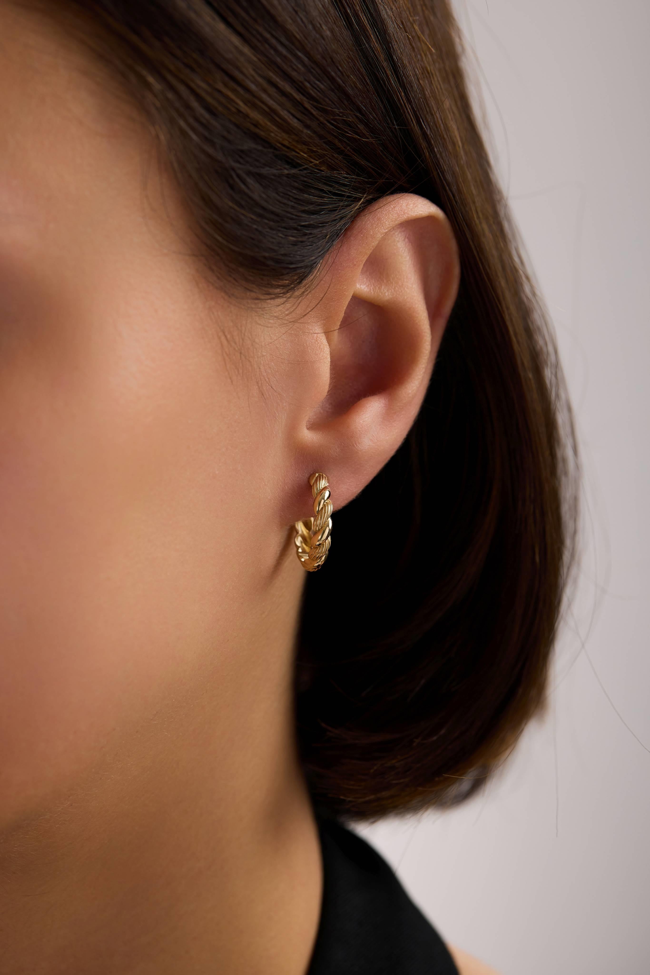 14 Ayar Burgu Altın Halka Küpe (Büyük)