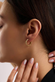 14 Ayar Burgu Altın Halka Küpe (Büyük)