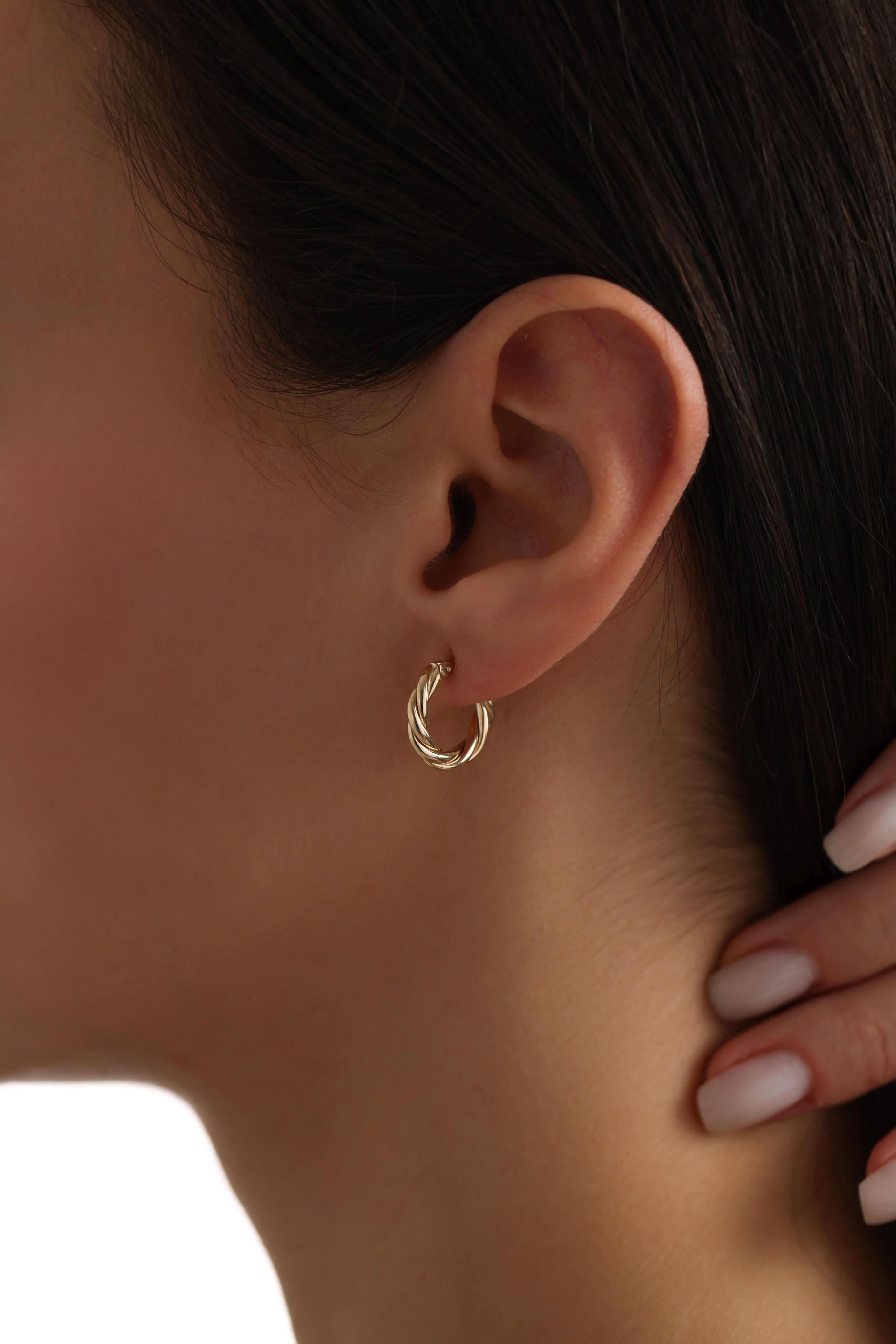 14 Ayar Burgu Halka Altın Küpe