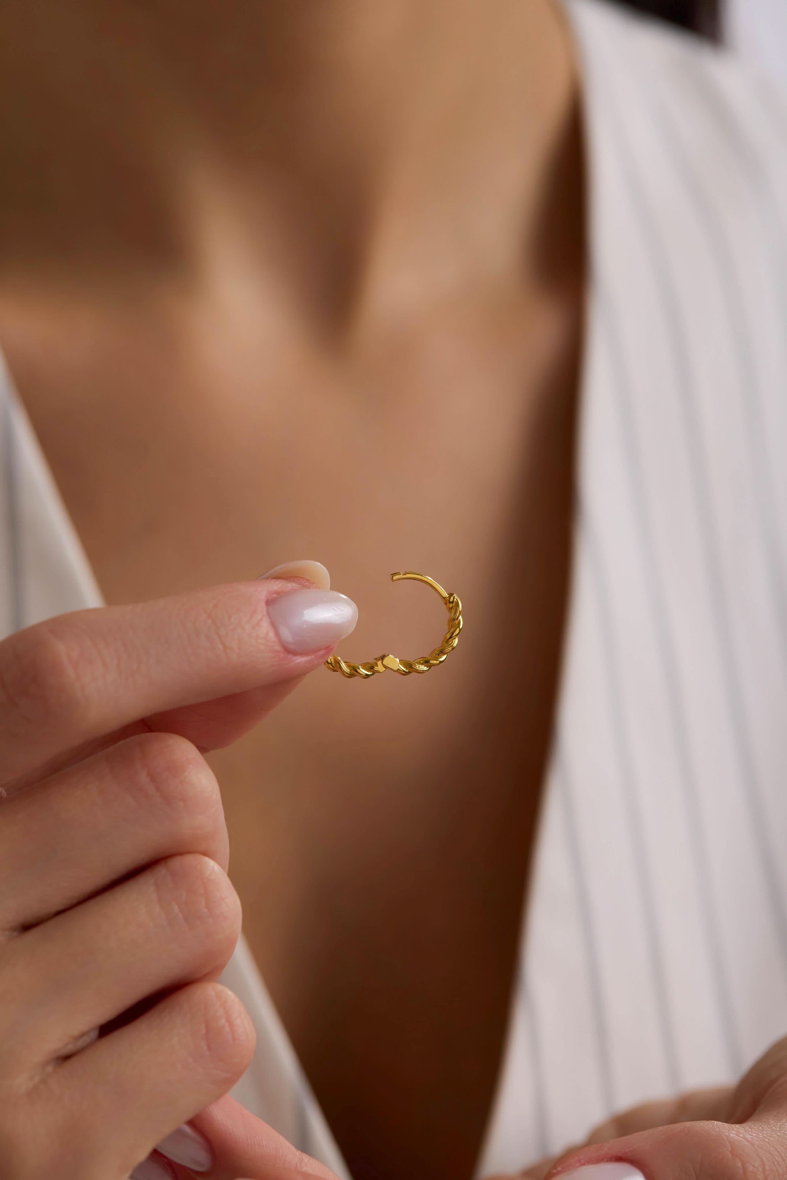 14 Ayar Burgu Halka Altın Küpe