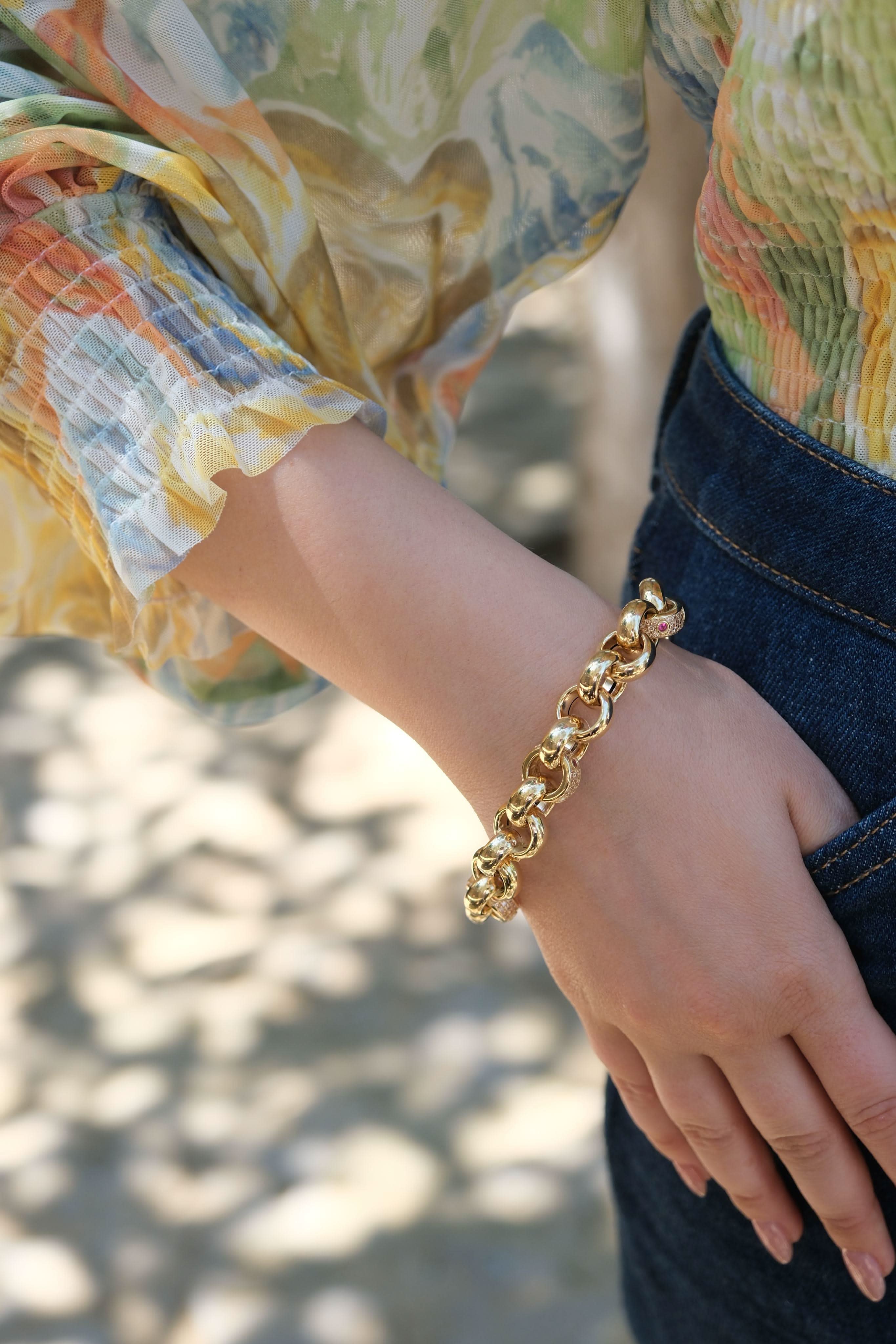 14 Ayar Cetaş Renkli Taşlı Altın Bileklik