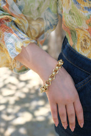 14 Ayar Cetaş Renkli Taşlı Altın Bileklik