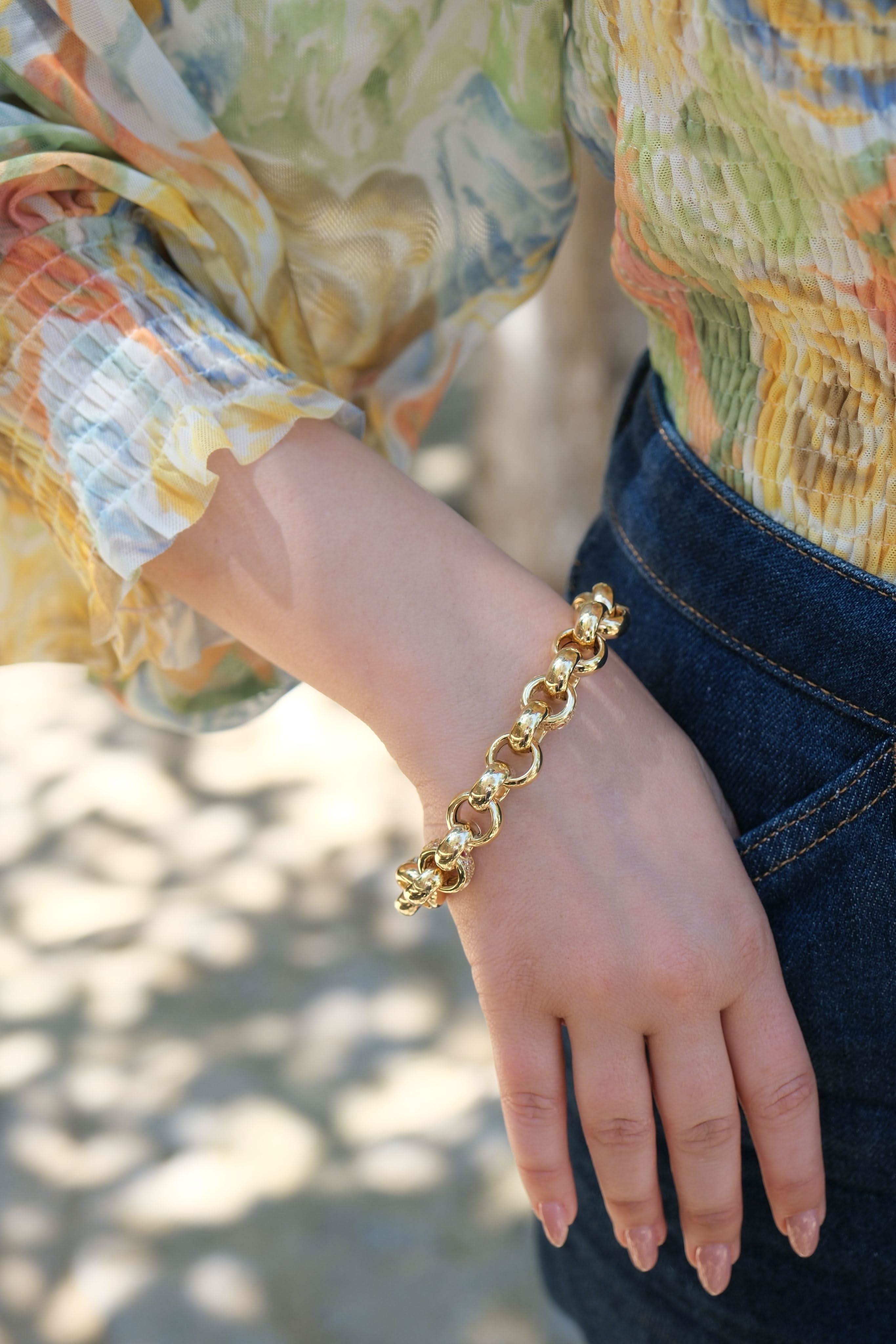 14 Ayar Cetaş Renkli Taşlı Altın Bileklik