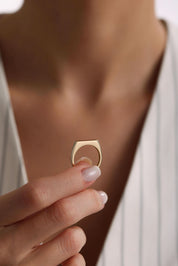 14 Ayar Çizgi Altın Yüzük