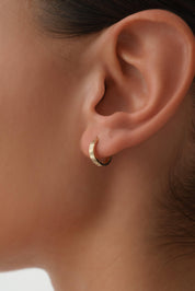 14 Ayar Desenli Altın Halka Küpe