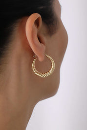 14 Ayar Desenli Halka Altın Küpe