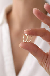 14 Ayar Desenli Halka Altın Küpe