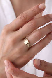 14 Ayar Desenli Tasarım Altın Yüzük