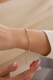 14 Ayar Dorika Üç Renkli Altın Kelepçe